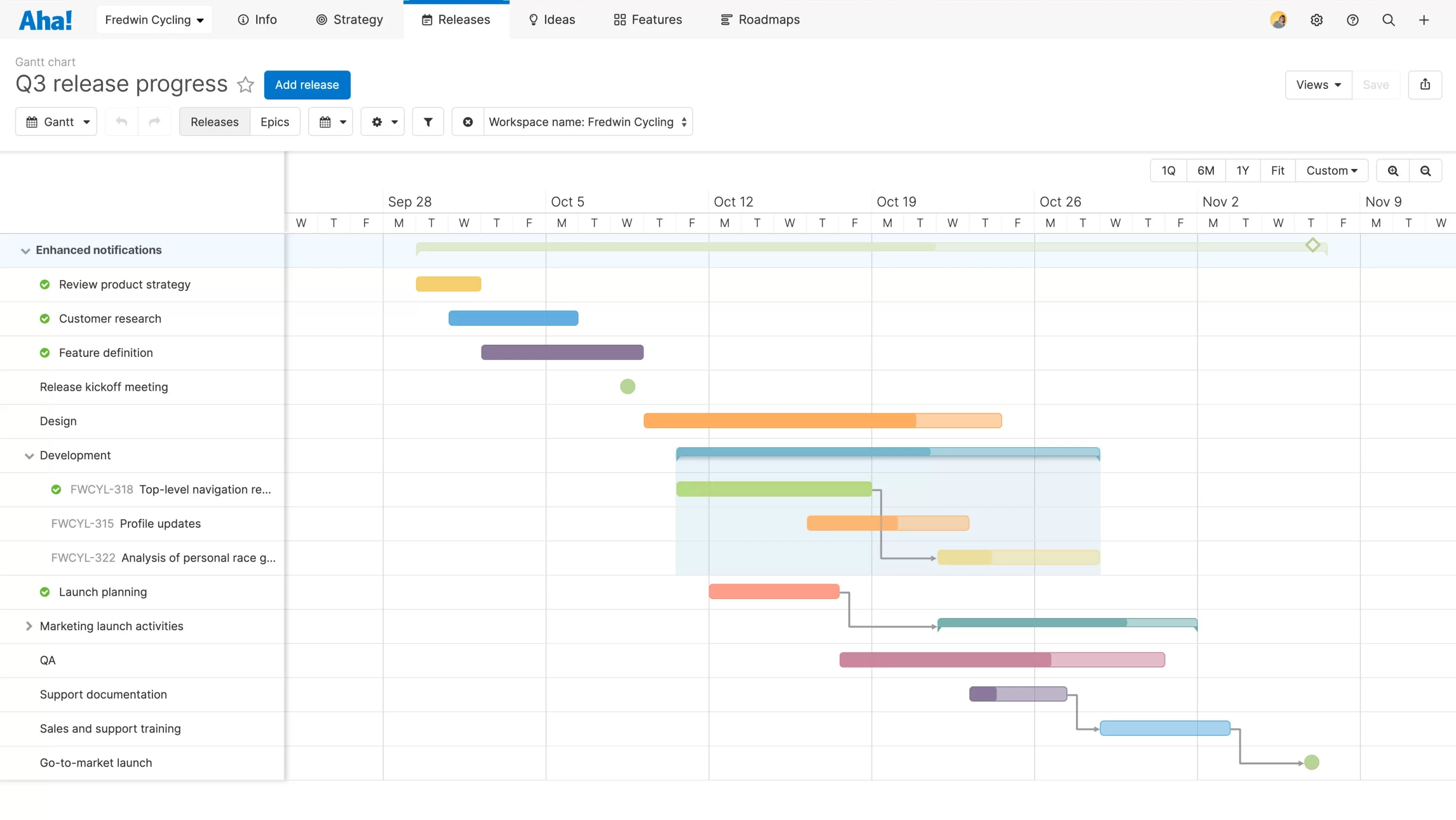 Release product roadmap example