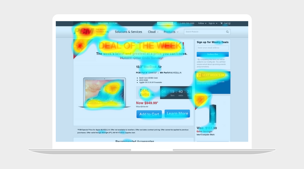 Heatmap showing user behavior