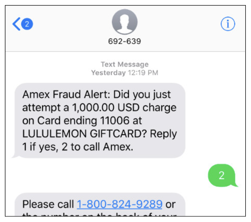 Amex fraud alert