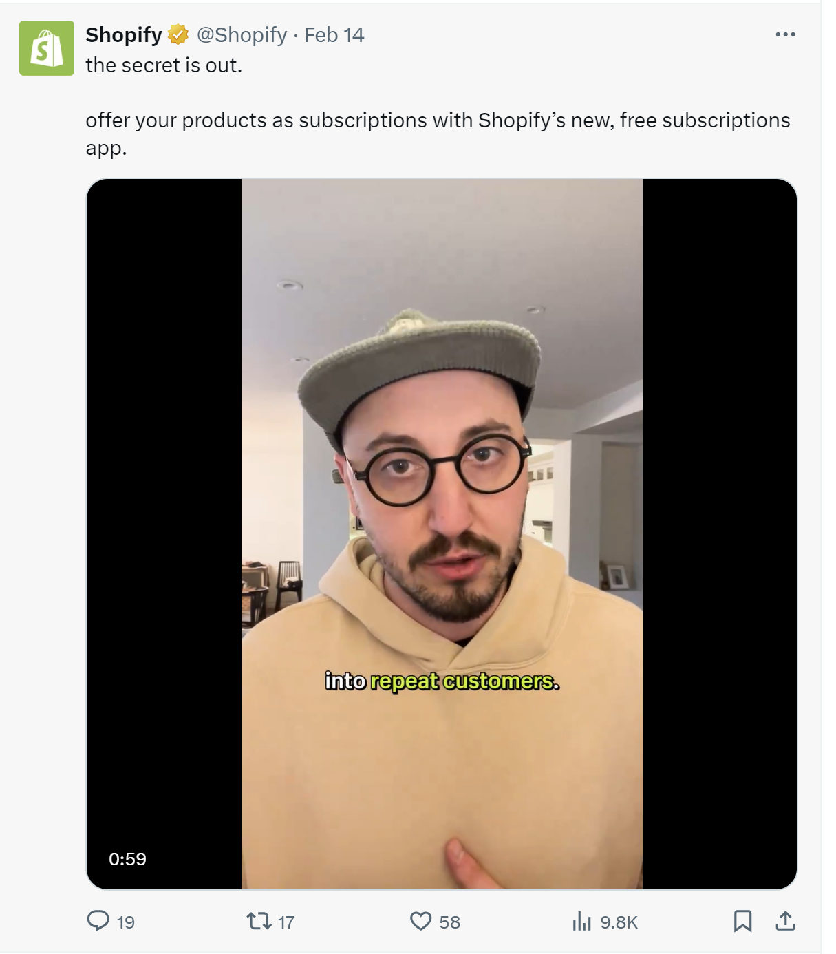 Shopfiy video on X (Twitter) explaining features to their customers
